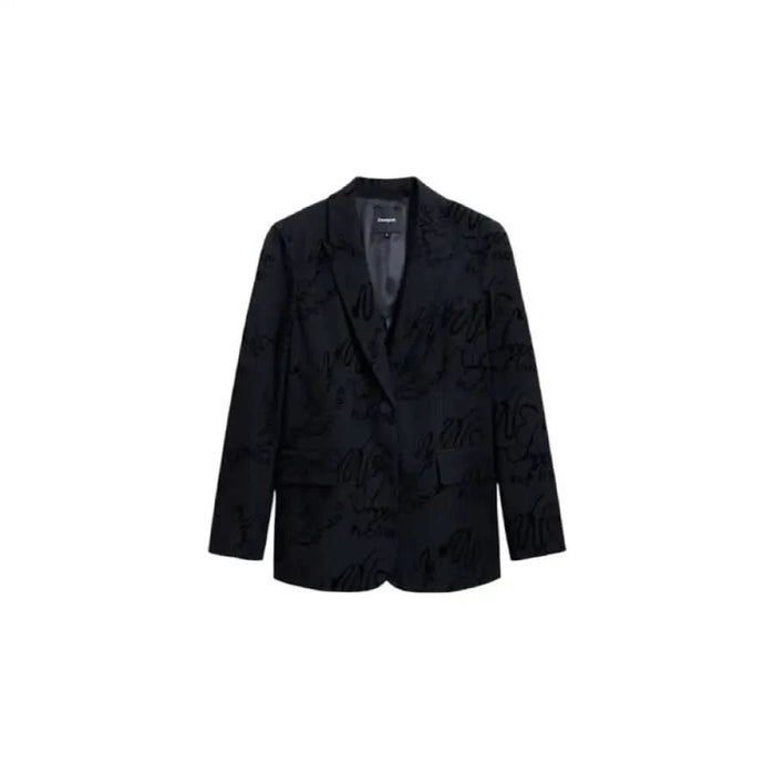 Desigual Women’s Classic Black Blazer with Front Pockets featuring a stylish black pattern