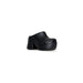 Black platform Crocs-style clogs with perforations and chunky heels for women