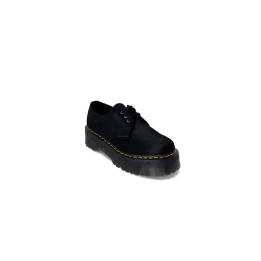 Black platform oxford shoe with yellow stitching and chunky sole from Dr. Martens Women Lace Ups