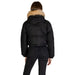 Black Tommy Hilfiger Women Jacket with fur-trimmed collar viewed from the back