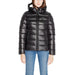 Black puffy hooded winter jacket with horizontal quilting from Blauer Women Jacket