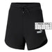 Black Puma athletic shorts with a drawstring waistband for women