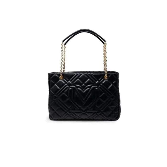 Black quilted leather handbag with gold chain straps from Love Moschino Women Bag