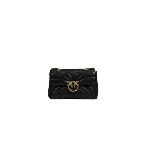 Black quilted leather handbag with gold swallow emblem clasp from Pinko Women Bag