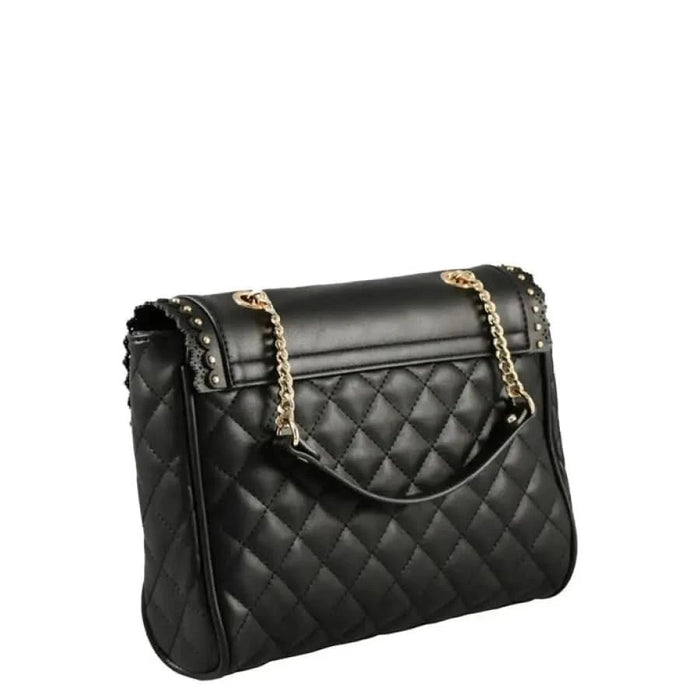 Black quilted leather handbag with gold chain strap from Twinset Women Bag collection