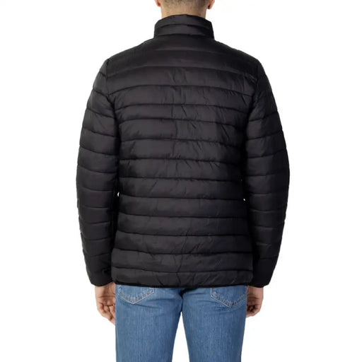 Black quilted puffer jacket back view from Aquascutum Men’s Turtleneck Jacket