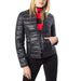 Armani Exchange Women’s Black Quilted Puffer Jacket with Zipper Front