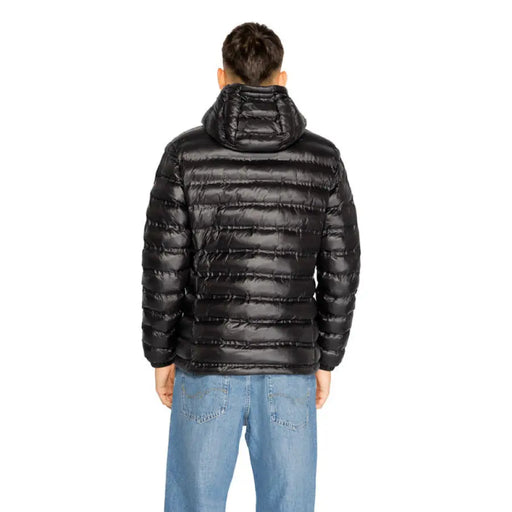 Black quilted puffer jacket with hood viewed from the back in Blauer Women Jacket collection