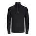 Black ribbed quarter-zip sweater with high collar from Jack & Jones Men Knitwear