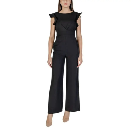 Rinascimento Black Ruffle-Sleeved Jumpsuit showcasing elegant fashion design