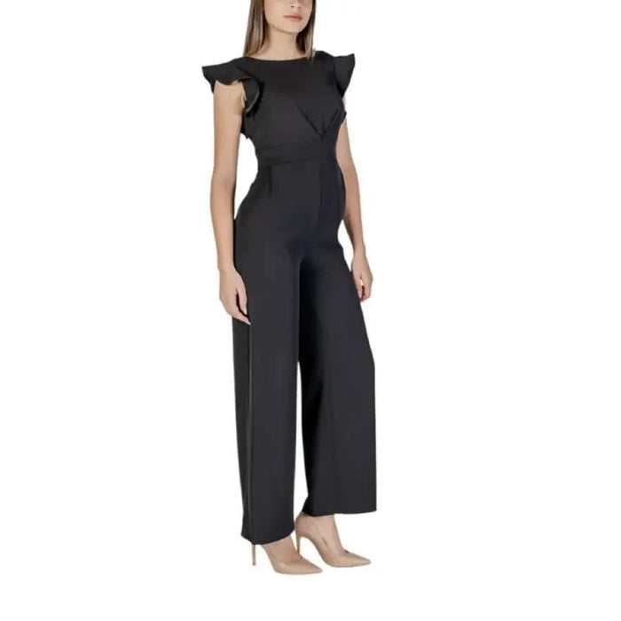 Black ruffled-sleeve jumpsuit from Rinascimento, perfect for stylish occasions