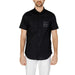 Armani Exchange Men Shirt: Black short-sleeved button-up with chest pocket