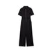 Black short-sleeved jumpsuit with zipper front and wide-leg pants by Desigual