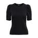 Black short-sleeved Only Women T-Shirt with puffed shoulders and round neckline