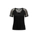 Black short-sleeved top with sheer mesh panels from Jacqueline De Yong Women Knitwear