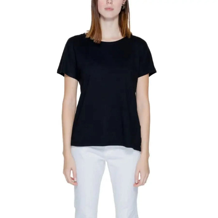 Street One Women T-Shirt - Black short-sleeved worn by a person with brown hair