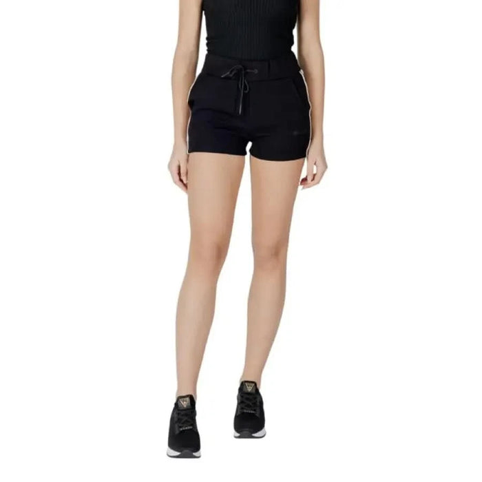 Black drawstring shorts from Guess Active Women featuring stylish laces