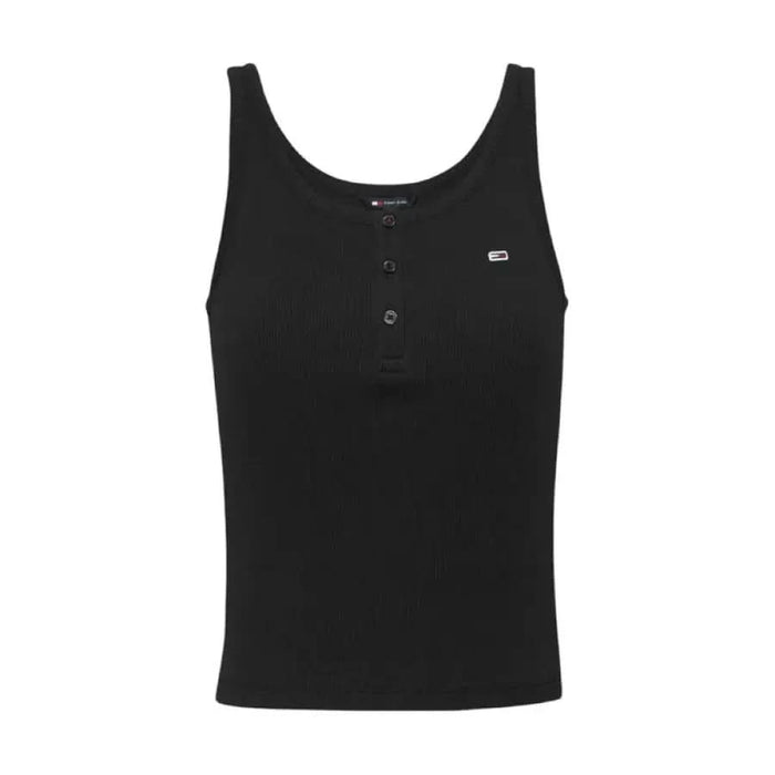 Black sleeveless henley tank top with buttons from Tommy Hilfiger for women