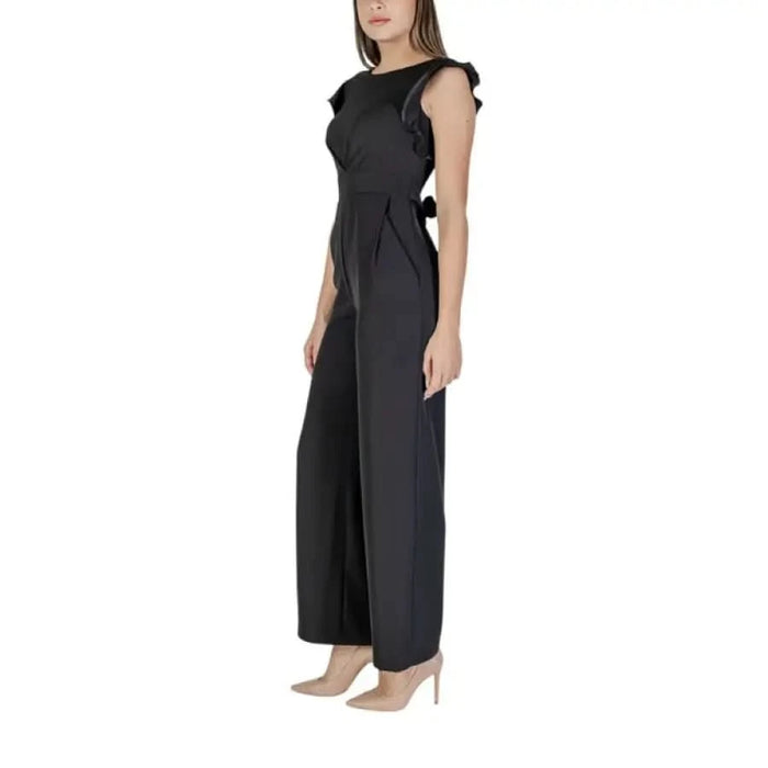 Black sleeveless jumpsuit from Rinascimento featuring a sleek and elegant design