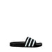 Black Adidas slide sandal featuring three white stripes for men’s comfort and style