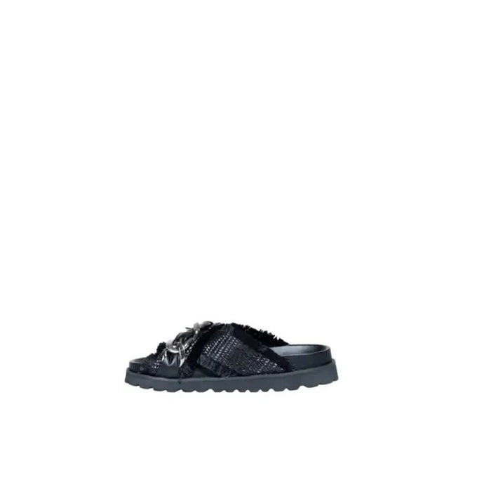 Black slip-on sandal with textured straps and rugged sole by Cult - Cult Women Sandals