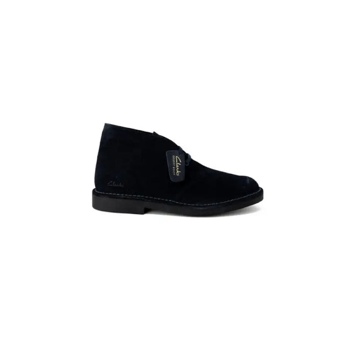 Black suede desert boot with button closure from Clarks Men Lace Ups Shoes