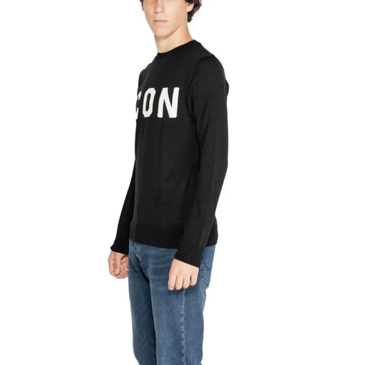 Black sweater featuring ICON in white letters from Icon Men Knitwear