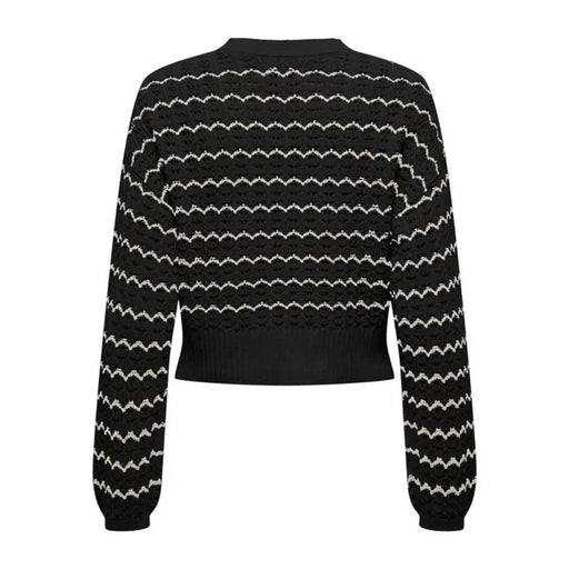 Women knitwear urban style black sweater with white zig pattern - Only Urban City Fashion