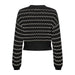 Women knitwear urban style black sweater with white zig pattern - Only Urban City Fashion