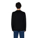 Black sweater paired with blue jeans, displayed from behind, Gas Men Black Round Neck Knit Sweater