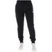 Black Adidas Women Trousers featuring elastic cuffs and iconic logo design