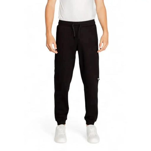 Black sweatpants with drawstring waist and tapered legs by Ea7 - Ea7 Men Trousers