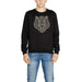 Black sweatshirt with stylized tiger face design by Antony Morato Men Sweatshirts