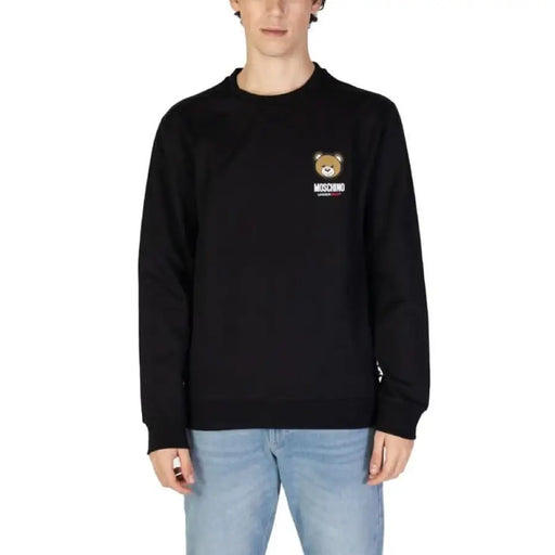 Black sweatshirt featuring teddy bear logo patch by Moschino Underwear for men