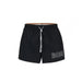 Black swim shorts with BOSS logo and drawstring waist for men’s stylish swimwear