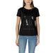 Black t-shirt featuring AX logo graphic design, part of Armani Exchange collection