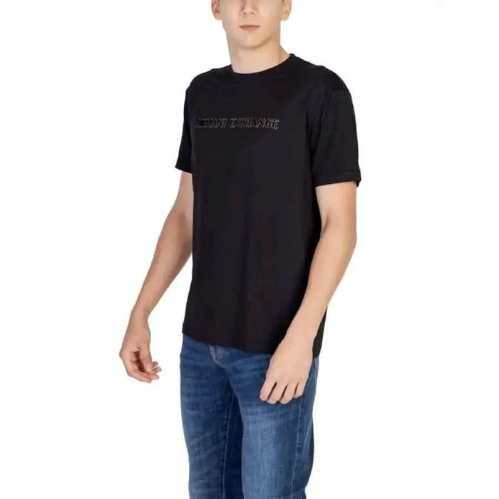 Black Calvin Klein T-shirt displayed in Armani Exchange Men T-Shirt collection