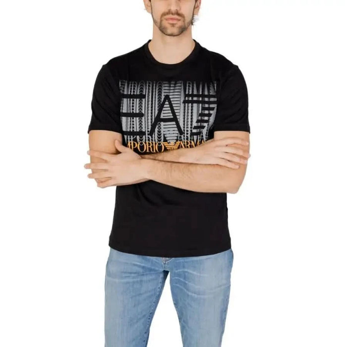 Black EA7 EMPORIO ARMANI men’s t-shirt from Ea7 collection