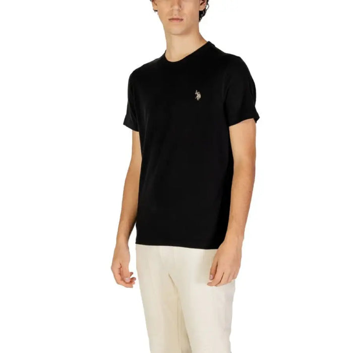 Black U.S. Polo Assn. Men T-Shirt featuring a small embroidered logo on the chest