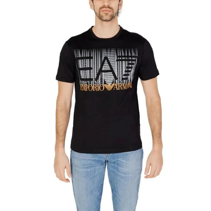 Classic black t-shirt with Emporio Armani logo graphic on the front from Ea7 Men’s Collection