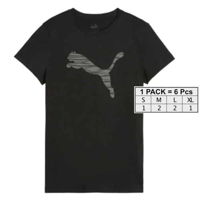 Black Puma women’s t-shirt with gray logo on the chest