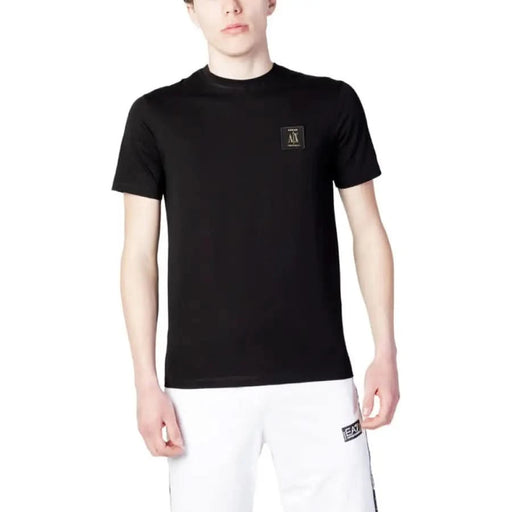 Black T-Shirt with Small Square Logo on Chest Armani Exchange Men T-Shirt by Armani Exchange