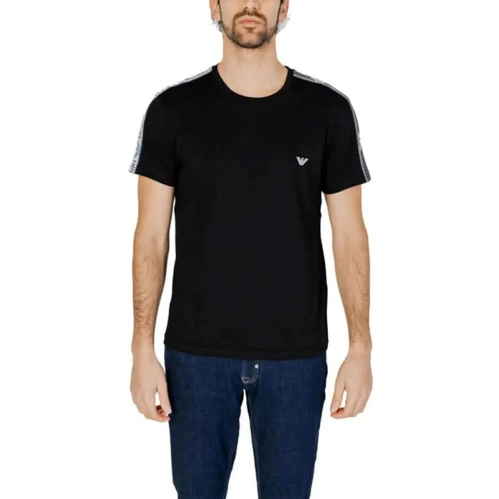 Black Emporio Armani men t-shirt featuring a small logo on the chest