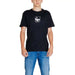 Calvin Klein Jeans Men T-Shirt: Black with White Square Logo on Chest