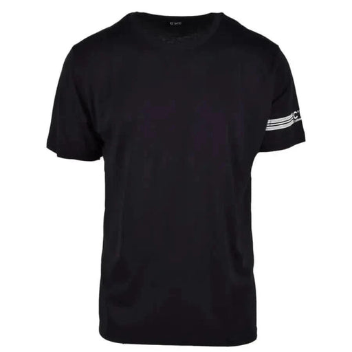 Black t-shirt with white stripes on the sleeve from Cnc Costume National Men T-Shirt