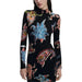 Black turtleneck dress with colorful paisley pattern by Desigual for women