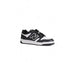 Black and white New Balance sneaker featuring a distinctive N logo on the side