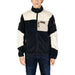 Black and white color-blocked fleece jacket with zip front and chest pocket by Napapijri