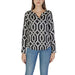 Black and white geometric blouse with long sleeves and v-neckline from Street One