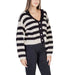 Black and white striped button-up cardigan sweater by Vero Moda for women with long sleeves